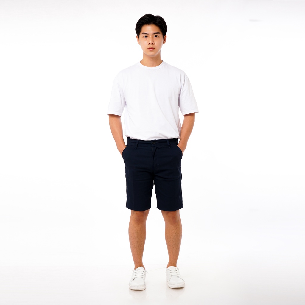 SANVANINA Celana Pendek Chino Slim Fit Biru Dongker | Short Harper Chino Navy Pants EA-026F