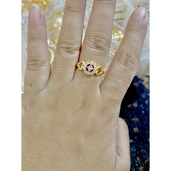 Cincin wanita motif bulat mata tengah cantik perhiasan wanita fashion