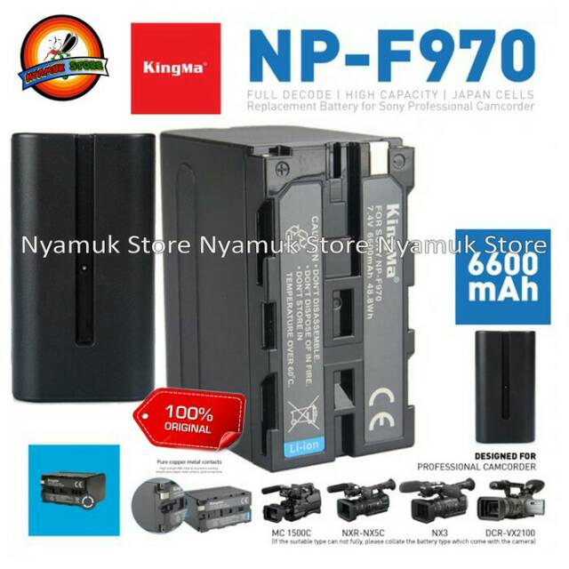 KINGMA Baterai NP-F970 FOR SONY BATTERY 6600MAH FX7 PD177 F570 F770 - Original