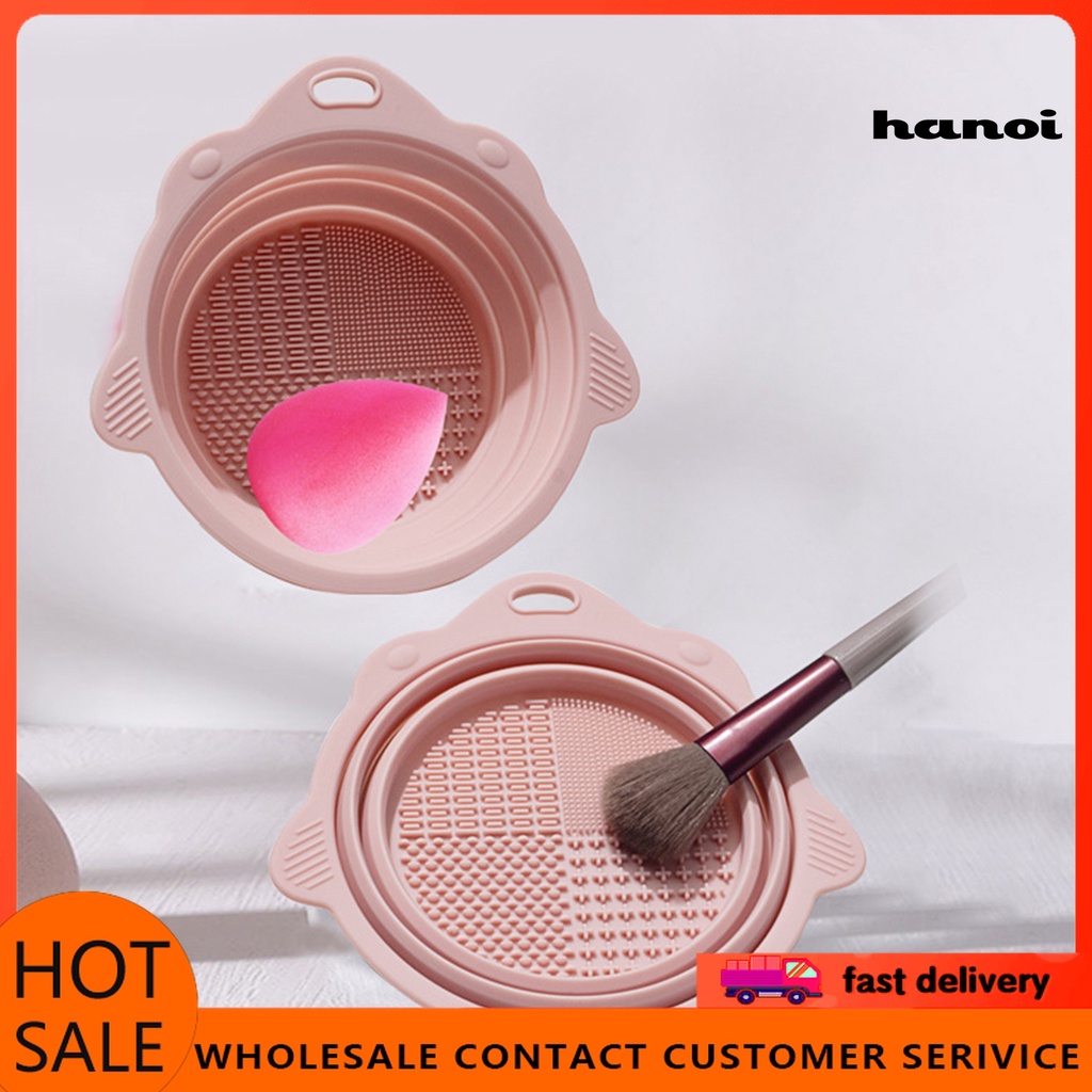 Han / Mangkok Pembersih Brush Makeup Portable Multifungsi Anti Bocor Permukaan Halus Untuk Travel