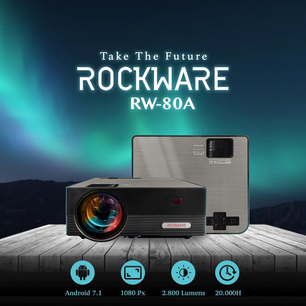 AKN88 - Rockware RW80A - LED Projector With Android 7.1 TV Tunner 2800 Lumens