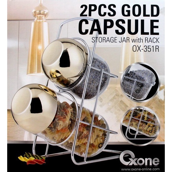 Oxone Gold Cube Storage Jar 2 Pcs OX-351R