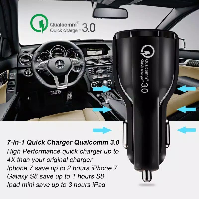 Joyseus Q1 Car Charger Dual Port 3.1A QC 3.0 Fast Charging - Charger Mobil