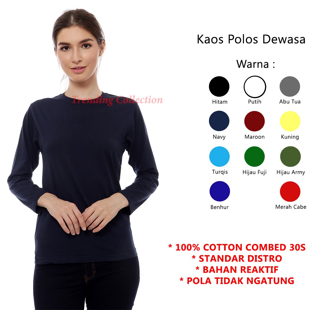 Kaos Polos Tangan Panjang Soft Cotton Combed 30s