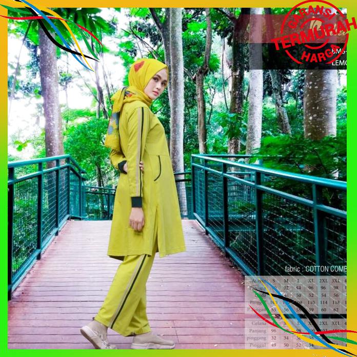 OLAHRAGA BAJU OLAHRAGA SPORTY MUSLIMAH BELIEVE BMS 22 PEACH LEMON BAYAR COD