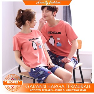 FF-PJ8024 Piyama ABG Pasangan Motif Lucu Katun / Kaos Baju Tidur Couple Import High Quality
