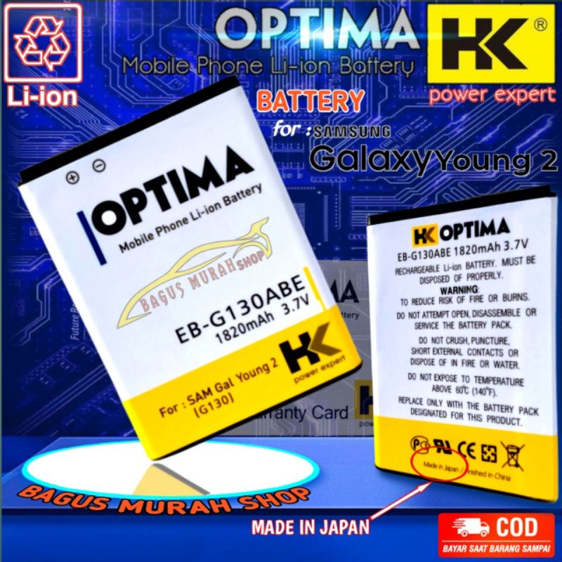 Baterai Batre Battery Double power HK optima Samsung galaxy Young 2/ G130 / EB-G130ABE