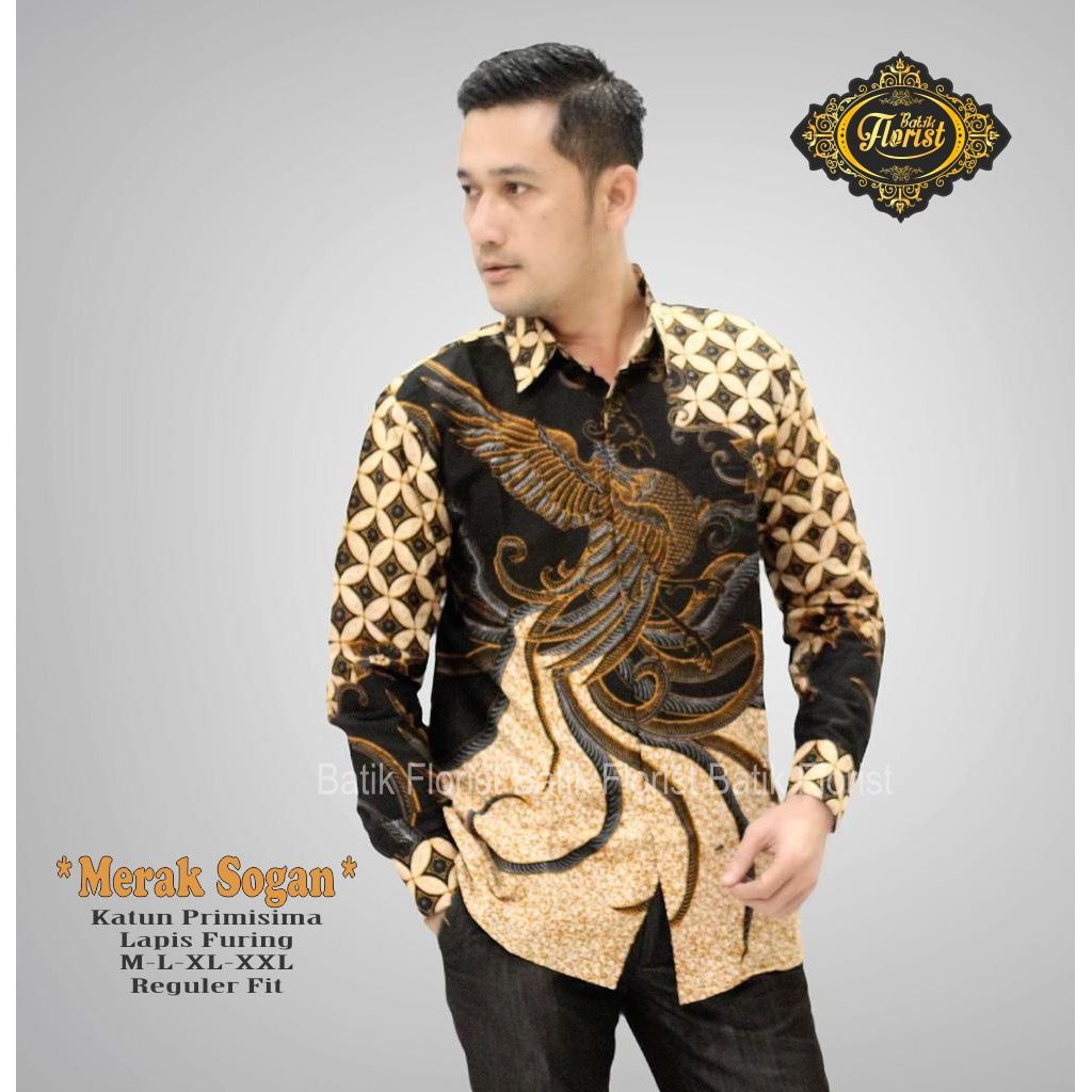 MERAK SOGAN KEMEJA BATIK PRIA LENGAN PANJANG ORIGINAL BATIK FLORIST