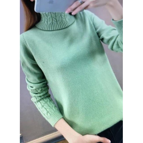 Turtleneck Slim Knitted Sweater Winter Import Baju Rajut Tangan Panjang Musim Dingin