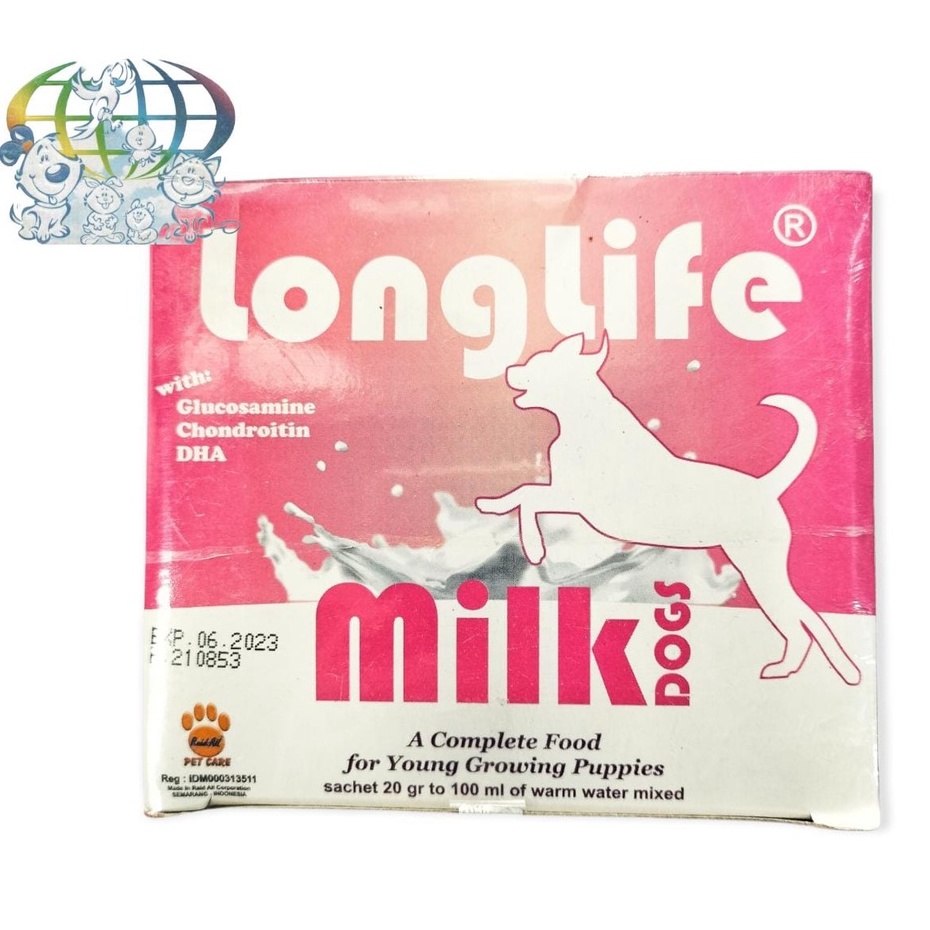 Susu Anjing Long life milk Growing Puppies 20 gr 1 BOX bonus 2 pcs PINK susu anjing remaja