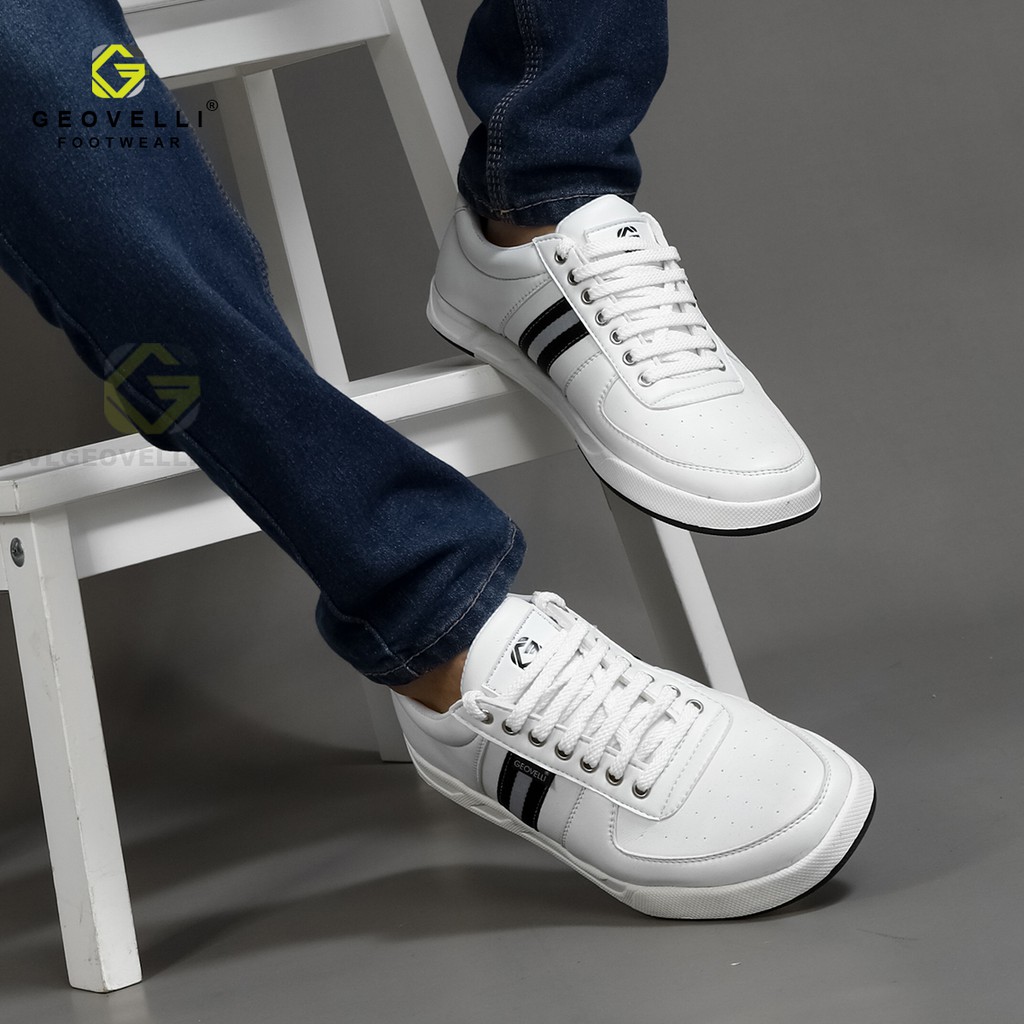 Sneakers Pria Full White Geovelli Brand Lokal Original Sepatu Sneakers Kasual Cocok Kerja Santai