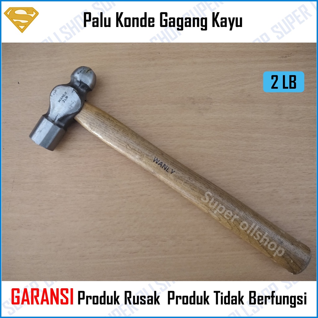 Palu Konde Ball Point Gagang Kayu 2 LB Besar