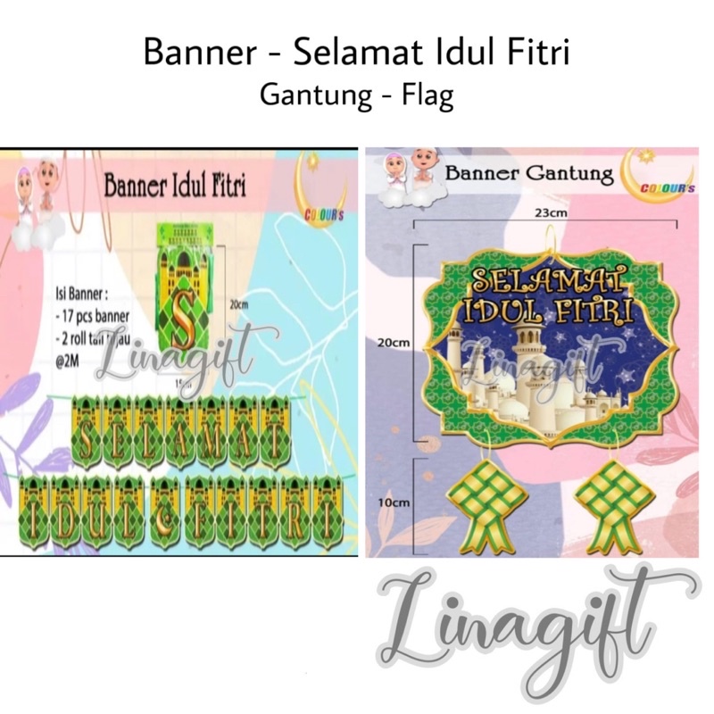 BANNER GARLAND GANTUNG FLAG SELAMAT IDUL FITRI - BANER HIASAN DEKORASI PAJANGAN LEBARAN EID MUBARAK HAMPERS SOUVENIR GOODIE BAG IDUL ADHA