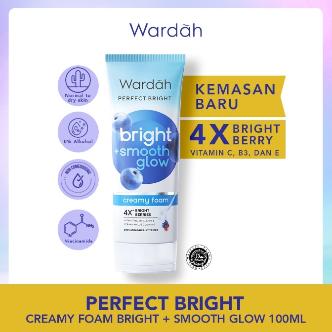 Wardah Perfect Bright Creamy Foam Brightening + Oil Control / Smoothing 60ml | Pembersih Wajah