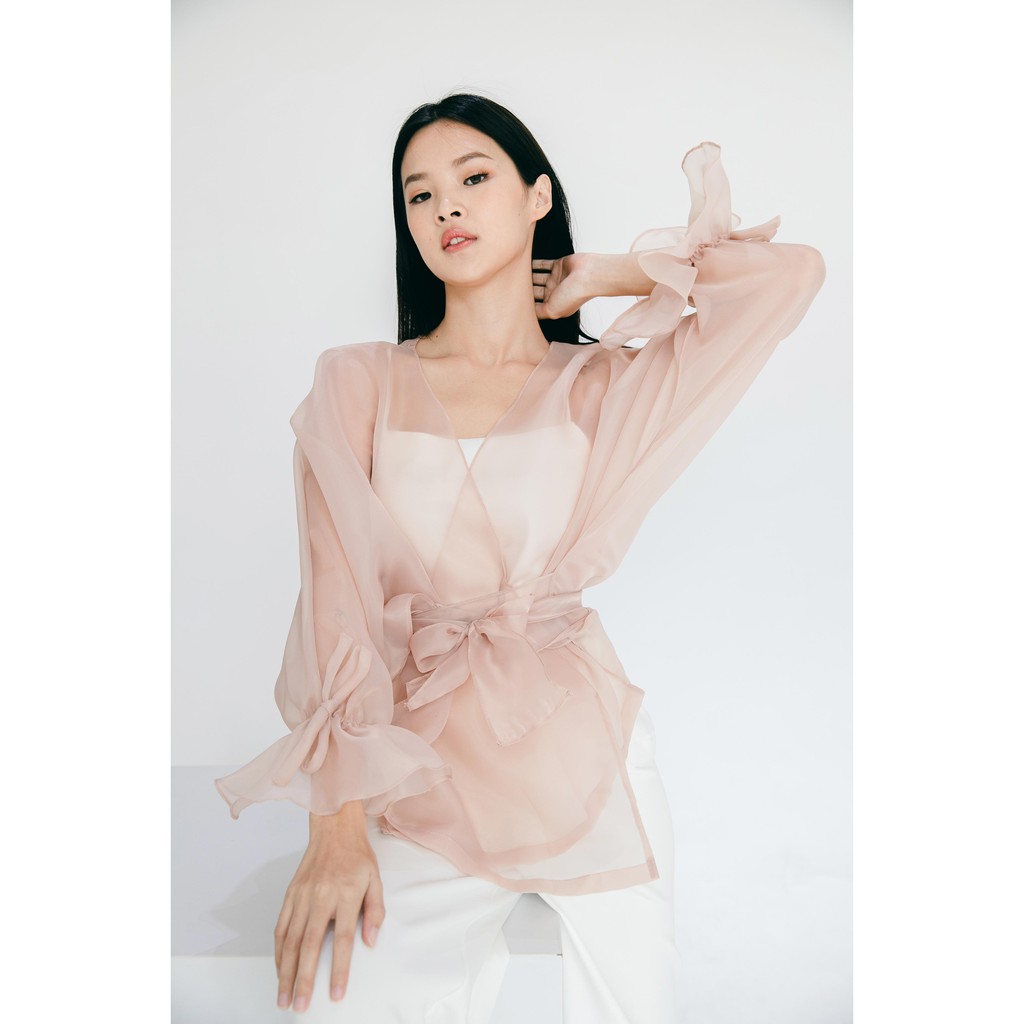Aura Label - Rosie Bow Organza Top - MOST WANTED blouse wanita organza pita puff