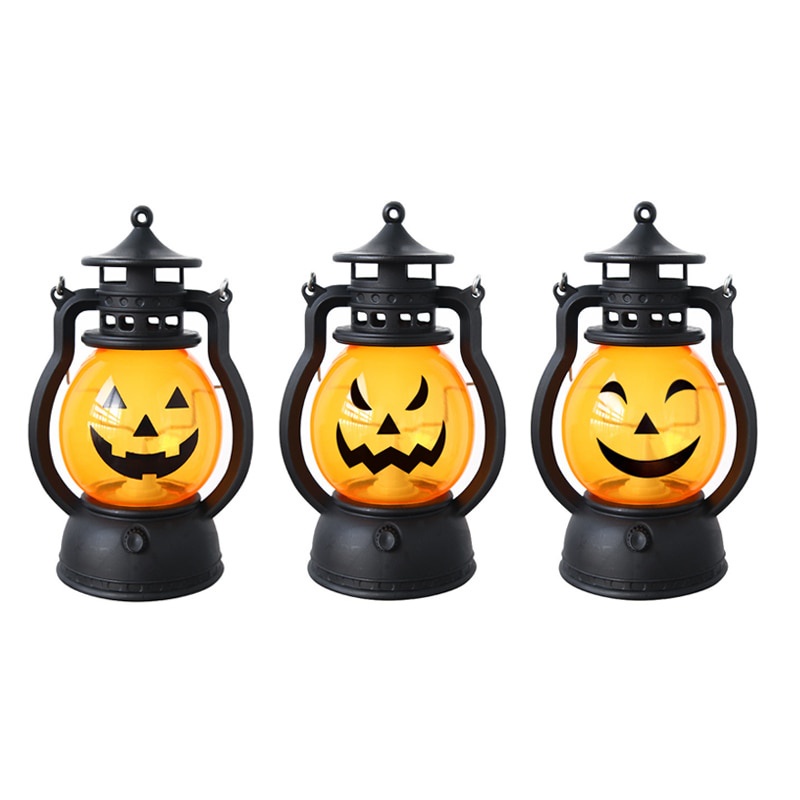 Lampu Lentera Minyak LED Bentuk Labu Halloween Untuk Dekorasi Rumah