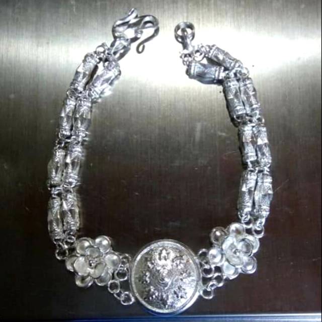 Gelang Double Bambu Koin /Perak Asli925/Perhiasan Silver Wanita