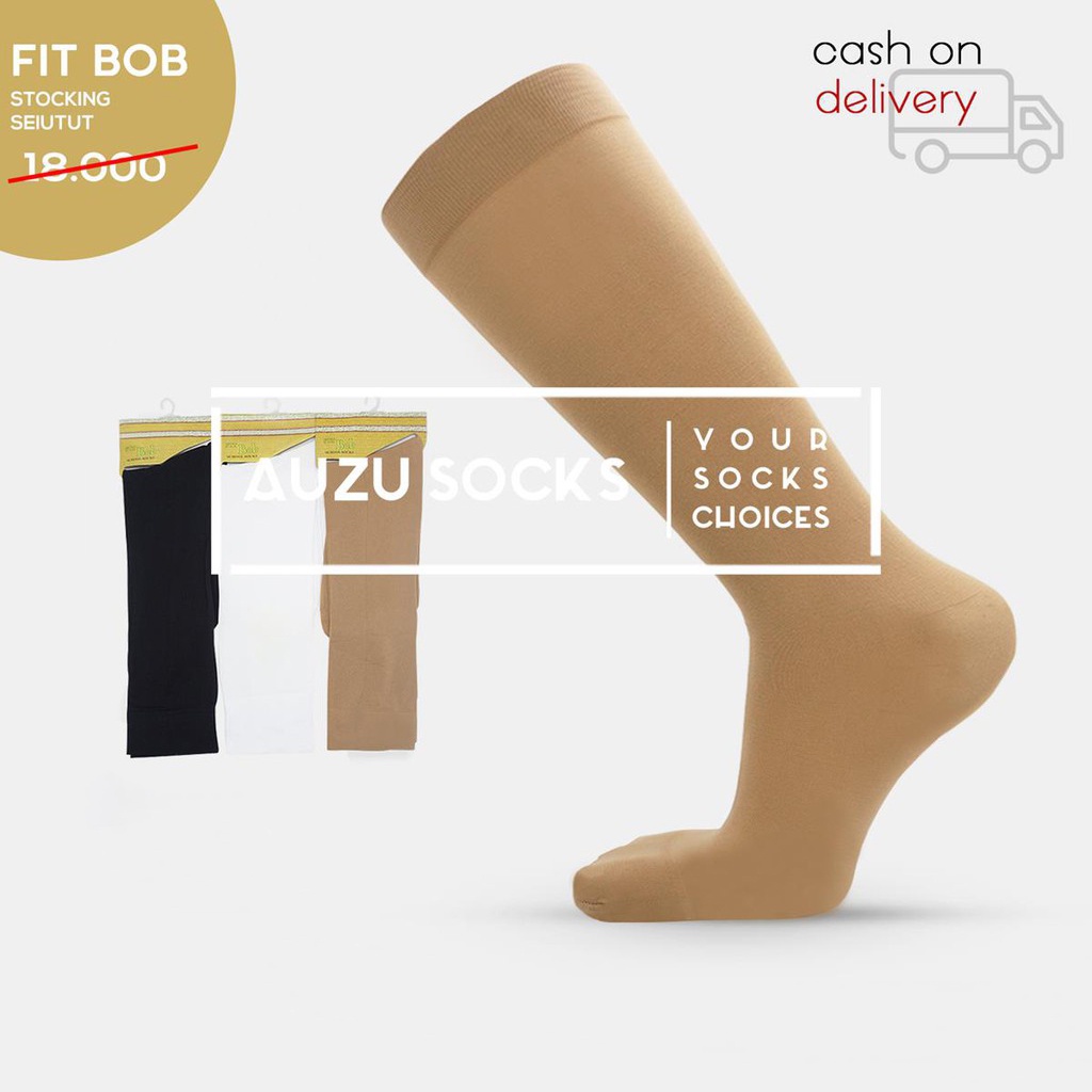 Stocking kaos kaki wanita formal selutut hitam putih cream fitbob