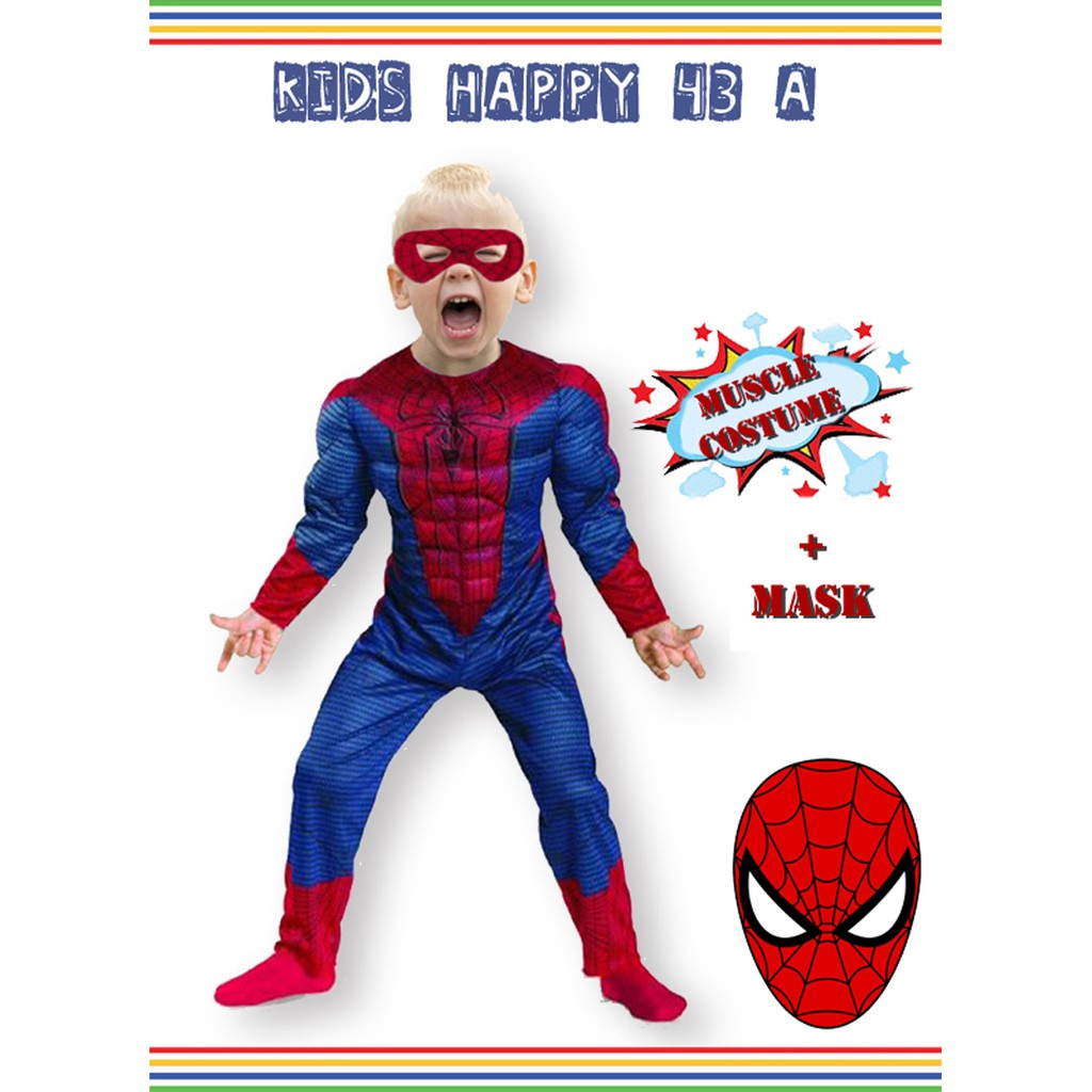 9 11th Kostum SPIDERMAN Kostum SUPERHERO Topeng Baju Ulang Tahun