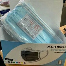 Masker 3ply Medis putih - hitam dan biru Disposable Face Mask