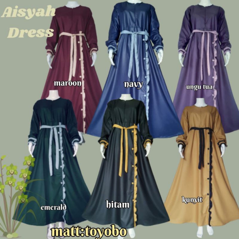 [New Model] Gamis Syari Toyobo Fodu Original Twotone kancing rok samping