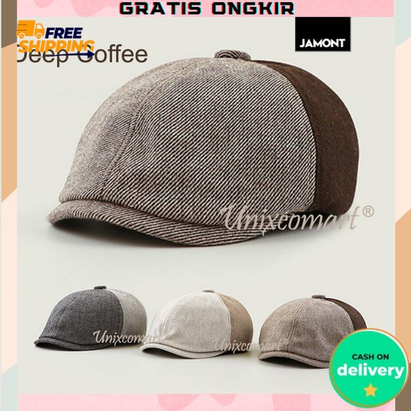 Topi Flat Pria Import Kekinian Casual Topi Flet Baret Cowok Newsboy Terbaru 2023 Bucekt Hat Pelukiss