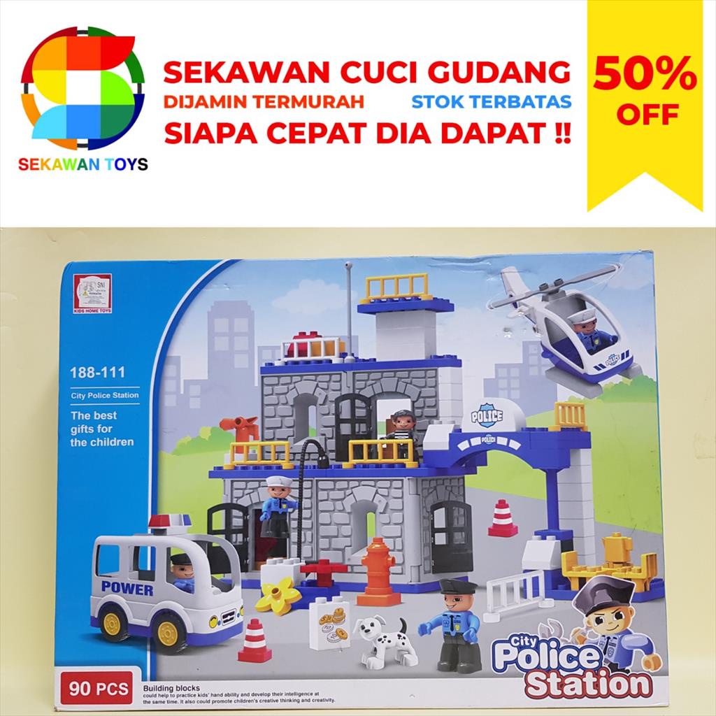 Mainan Block City Police Station 90Pcs/ Mainan Blok SEKAWAN SALE