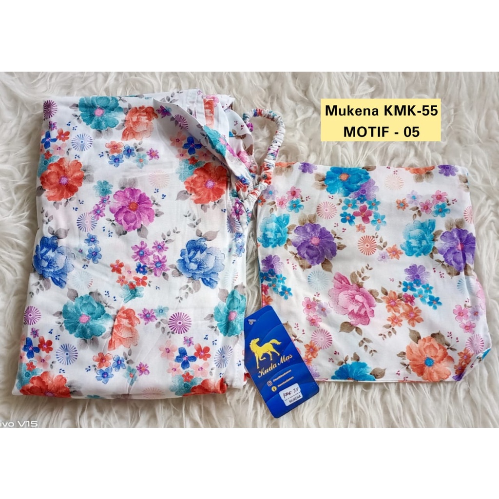 AS Mukena Batik Kudamas Uk. Standar Dewasa Motif Bunga Dasar Berwarna Putih