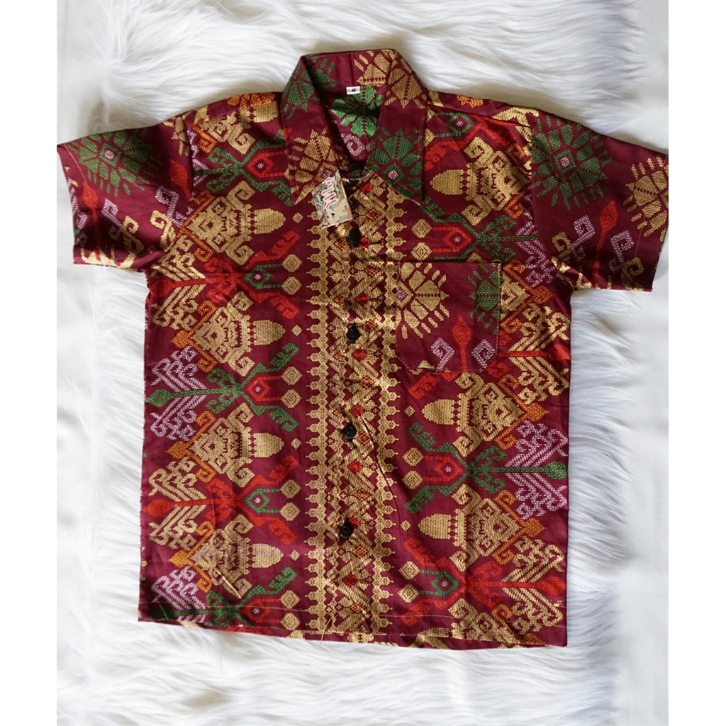 kemeja hem batik bahan katun warna Marun BAL22