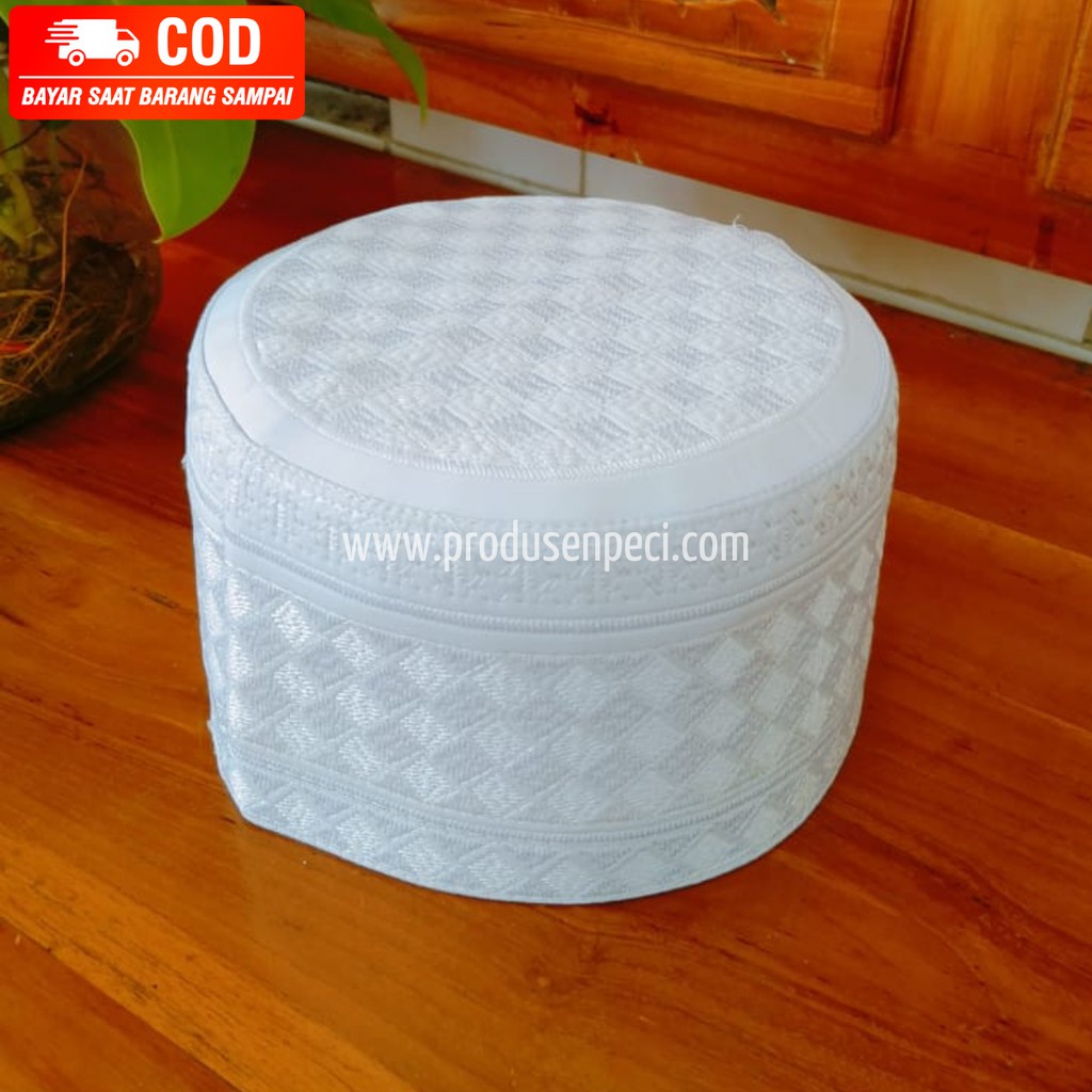 Peci Songkok Kopiah Haji Putih Tinggi 12cm
