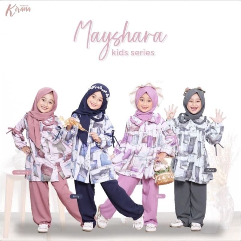 TERBARU Set Tunik Anak Perempuan Mayshara Series Original by House of Kirana Set Tunik + Jilbab Baha
