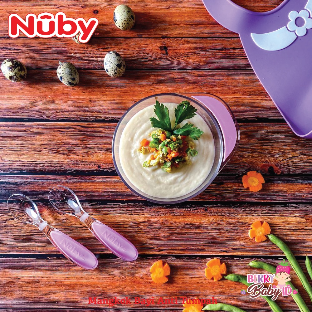 Nuby Tritan Sure Grip Suction Bowl One Handle Mangkok Makan Bayi 6m+ Berry Mart