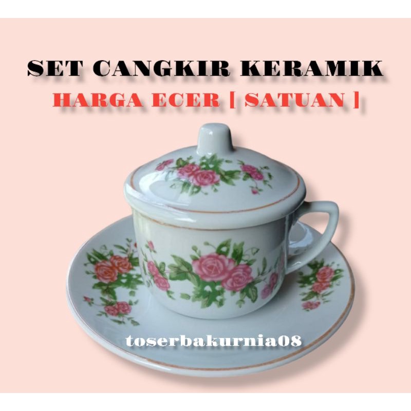 Cangkir Keramik Jadul | Cangkir Motif Klasik | SATUAN