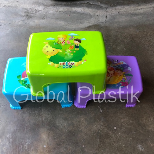 Bangku Kursi  Tempat Duduk Jongkok Plastik Segi Kotak Anak  