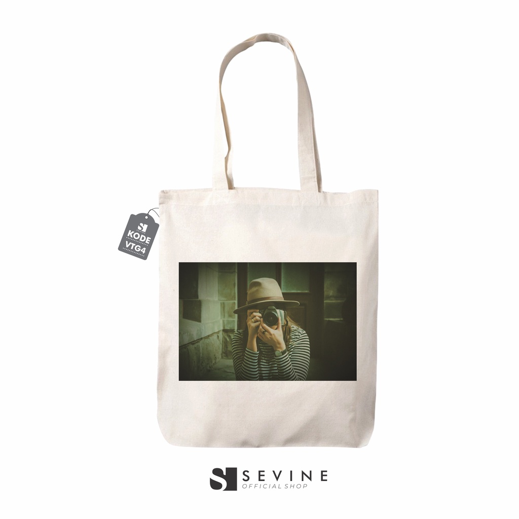 Sevine Totebag Premium Tas Tote Bag Resleting Fashion Wanita Drill Vintage Retro - VTG