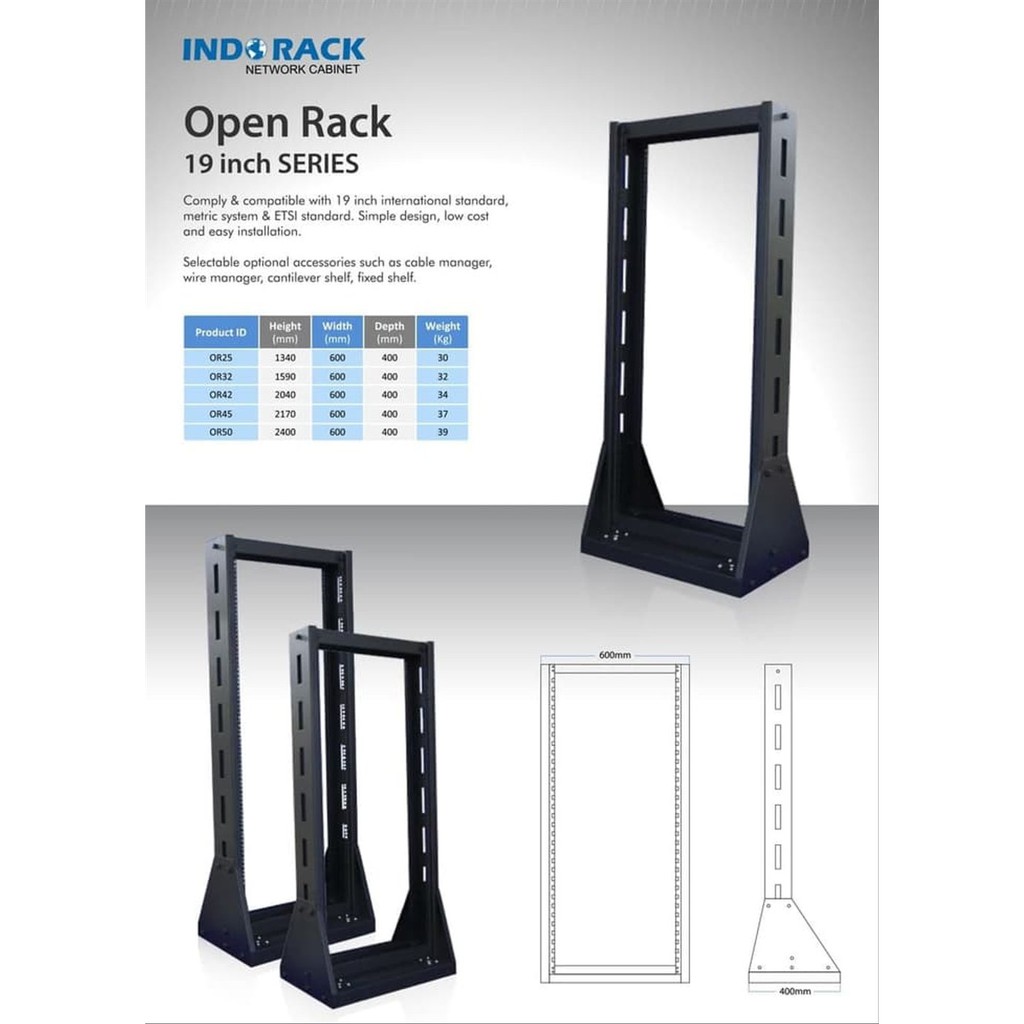 Indorack Or42 Open Rack 19 Series 42u Shopee Indonesia