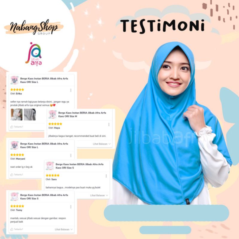 Bergo Instan Kaos Beria ORI Jilbab Afra Arfa [size L]-5