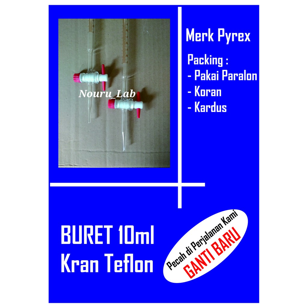 Buret 10ml kran Teflon Merk Pyrex