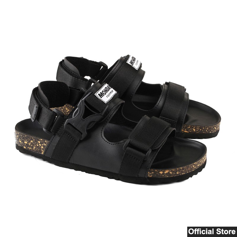MONDAY ODEN BLACK Sandal Gunung Pria Sendal Kulit MONDAY ODEN BLACK Sandal Gunung Pria Sendal Kulit
