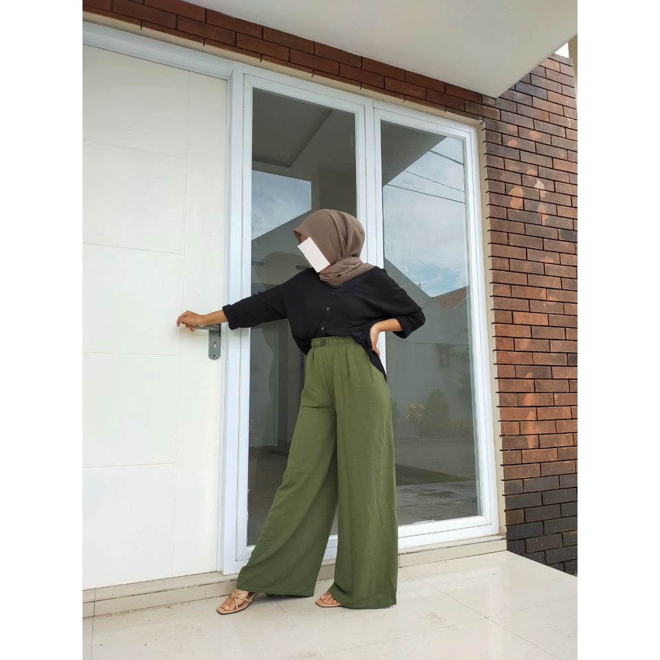 Jual Kulot Crinkle Kancing Kulot Basic Panjang Crinkle Airflow Shopee