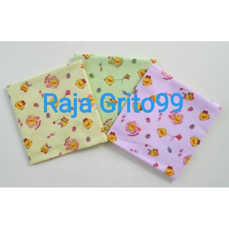 1/2 lusin kain bedong super jumbo, 110 x 90 motif gambar random tabur dan runstop, bahan flanel isi 6 pcs - Grosir