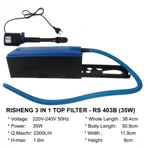 RS-403b Risheng Box Filter Akuarium Aquarium Top Filter RS403b