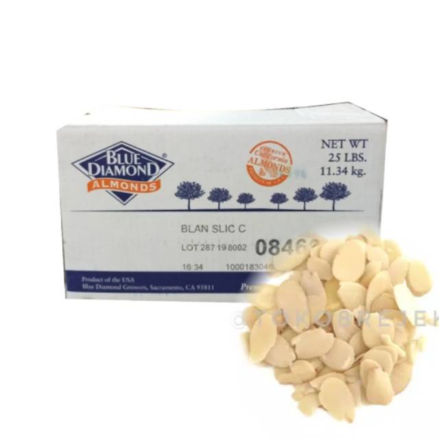 100 GR Kacang Almond Slice Blue Diamond Kemasan Re-Pack 100 Gr