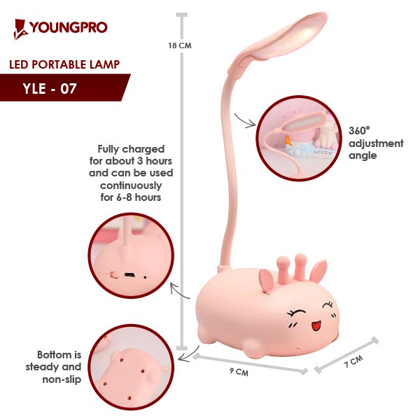 YOUNGPRO YLE-09 Lampu Meja Belajar Portable Karakter Jerapah