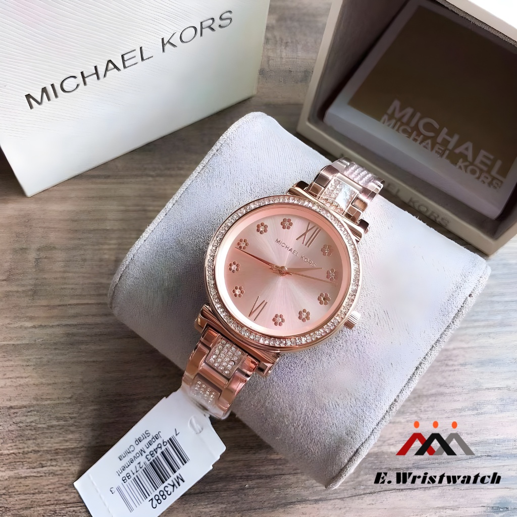 Jam Tangan Wanita Michael Kors MK3882 &amp; MK6560 Sofie Chronograph Rose Gold Dial Dual Tone Stainless Steel Strap Original