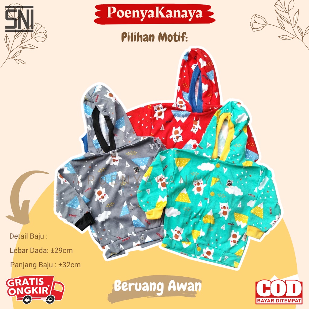 Jaket Bayi Anak Kupluk Lucu SNI KENZY 3-12 bln JK19