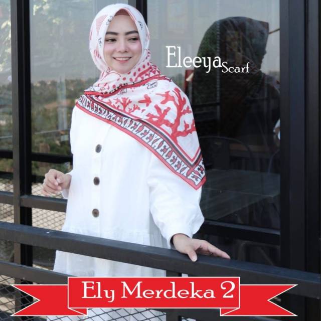 HIJAB SEGIEMPAT MERAH PUTIH M2 II  Eleeya Scarf