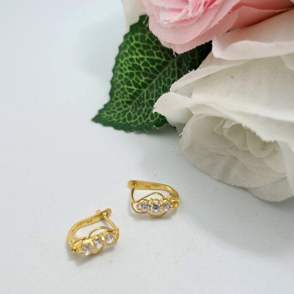 Anting Jepit Emas Muda Mata Putih 3