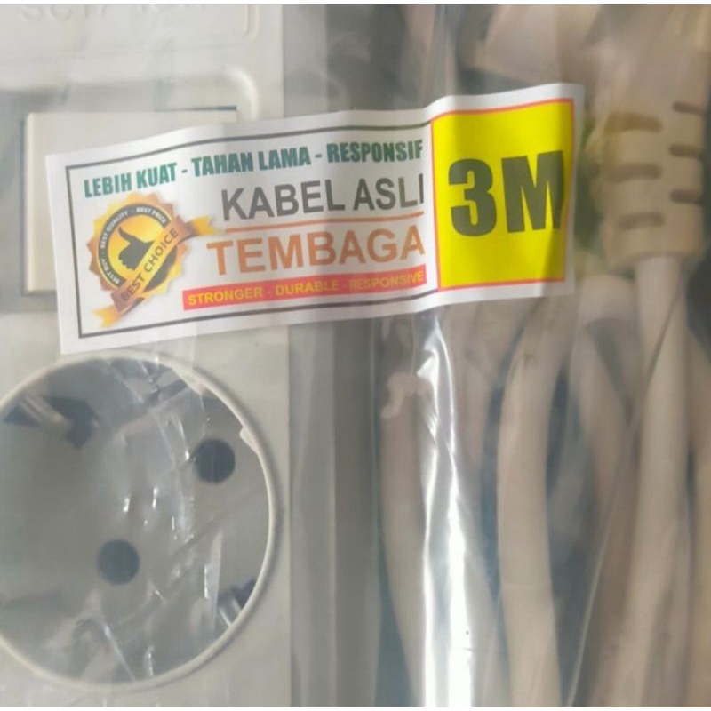 Stop Kontak Arde 4Lb + Kabel Tembaga 3 Meter AIRAM (Standar SNI)