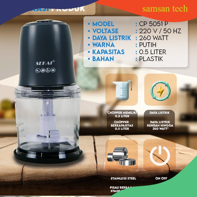 SEKAI Chopper Penggiling Daging Sayur Buah / Food Processor - CP-5051P